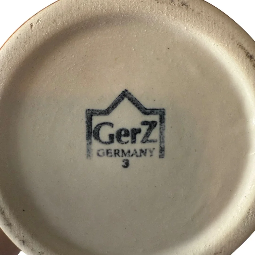 Gerz Germany Beer Stein‎ Edelweiss Floral Tavern Scene Pewter Lid Vintage